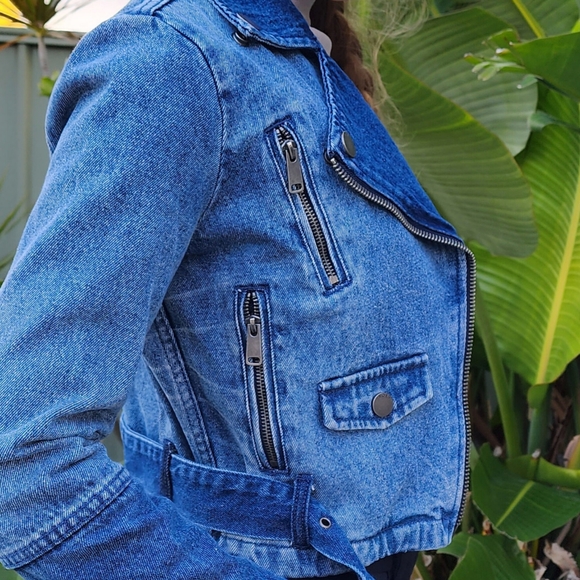 Roxy Denim Biker Jacket XS RRP 140 - Picture 4 of 16